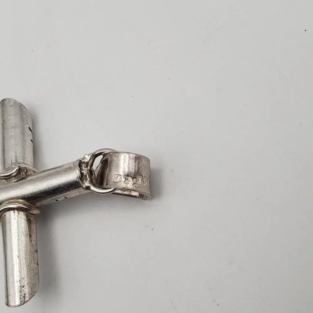 Vintage Taxco Sterling Silver Starburst Cross Pendant 2